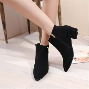 Pointed Low Heel Boots