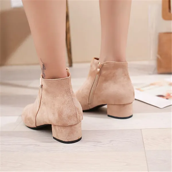 Pointed Low Heel Boots