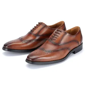 Trend4us Men's Classic Wingtip Brogue Leather Dress Shoes