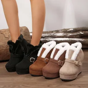 Trendy Platform Suede Wedge Booties