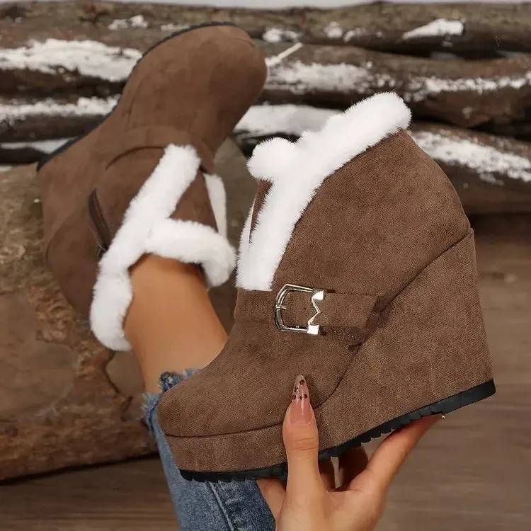 Trendy Platform Suede Wedge Booties