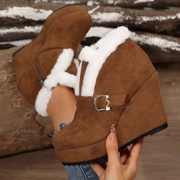 Trendy Platform Suede Wedge Booties