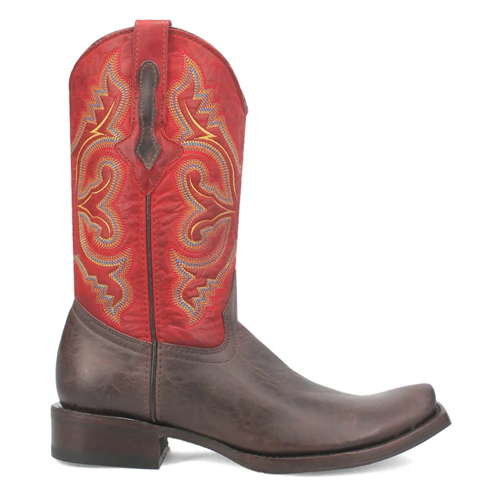 True Grit Embroidered Square Toe Cowboy Boots