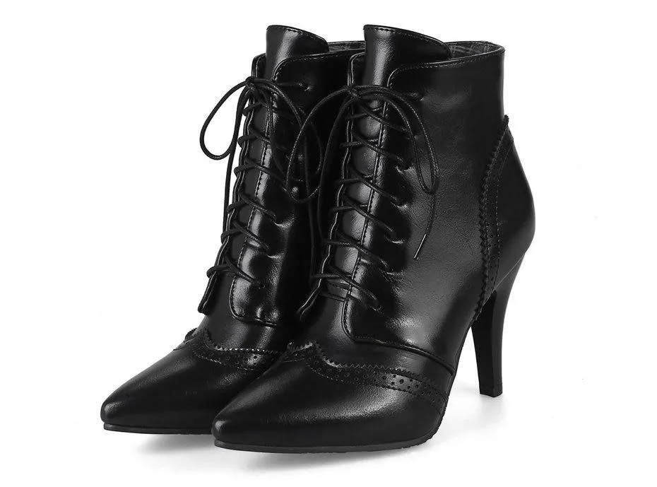 Vintage Winter Women Lace Up Lady Short Martin Boot